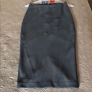 Grey Metallic Pencil Skirt